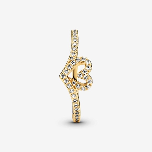 PANDORA 14K Gold Plated Timeless Heart with Tiara Ring Set - Picture 9 of 14